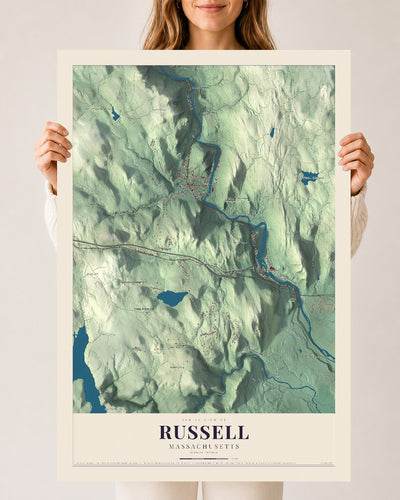 Russell, Massachusetts map print - 24 x 36 archival matte print