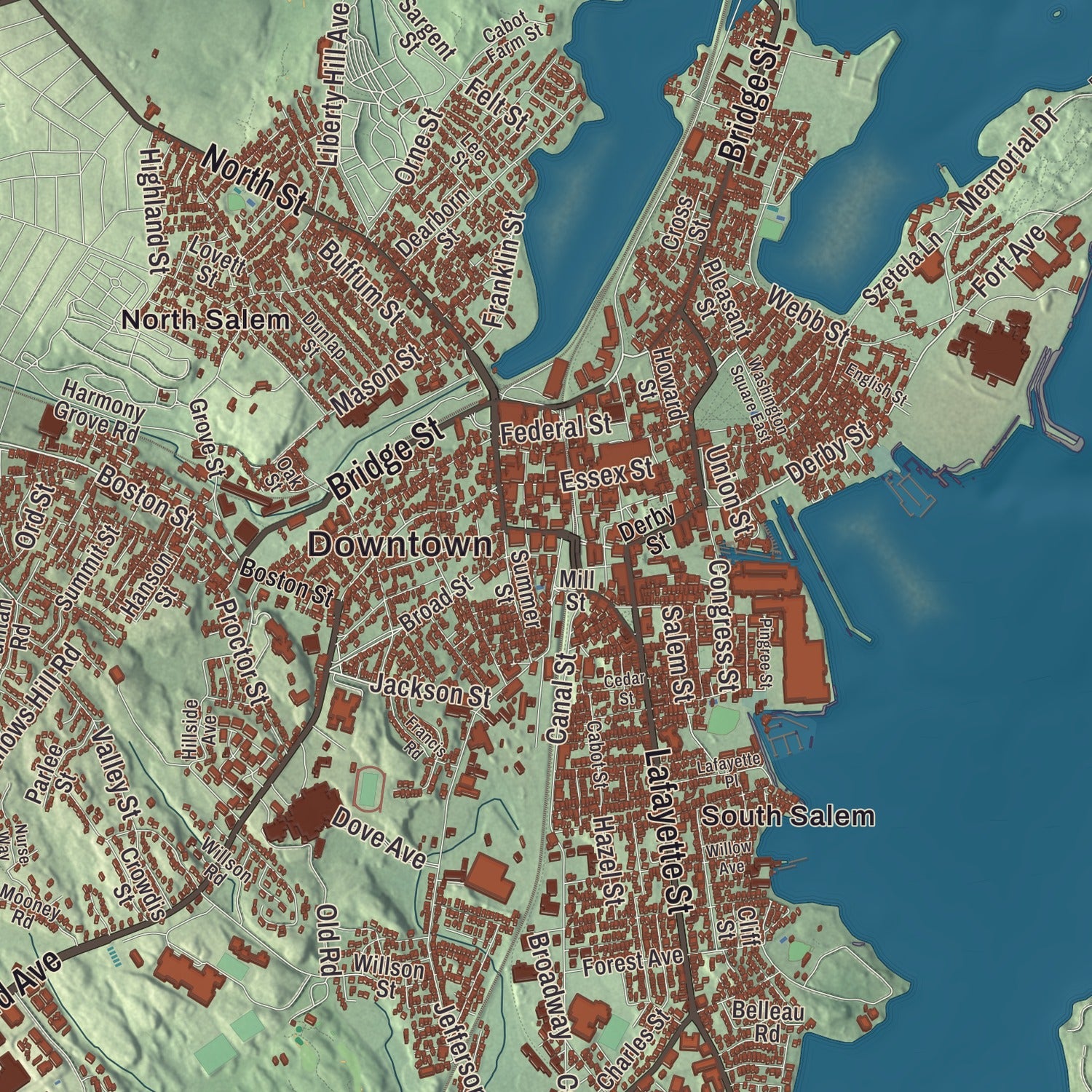 Street and neighborhood detail from the Salem, Massachusetts map