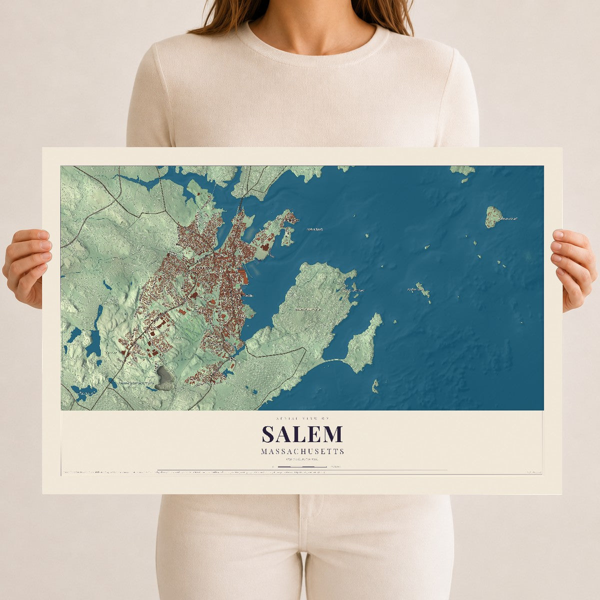 Current Salem, Massachusetts map print mockup