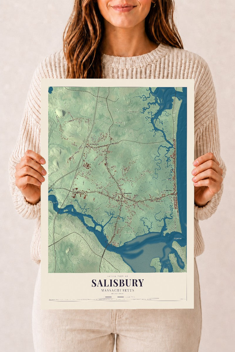 Salisbury, Massachusetts map print - 12 x 18 archival matte print