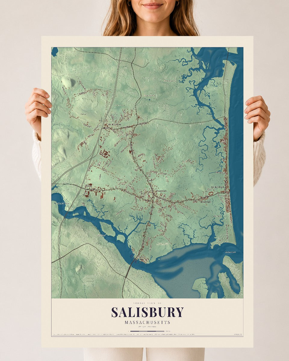 Salisbury, Massachusetts map print - 24 x 36 archival matte print
