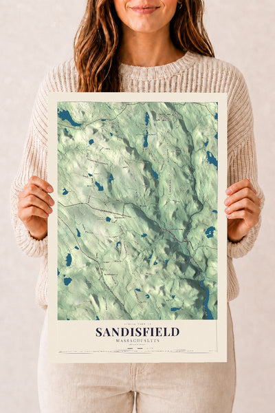 Sandisfield, Massachusetts map print - 12 x 18 archival matte print