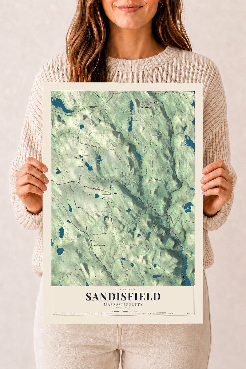 Sandisfield, Massachusetts map print - 12 x 18 archival matte print