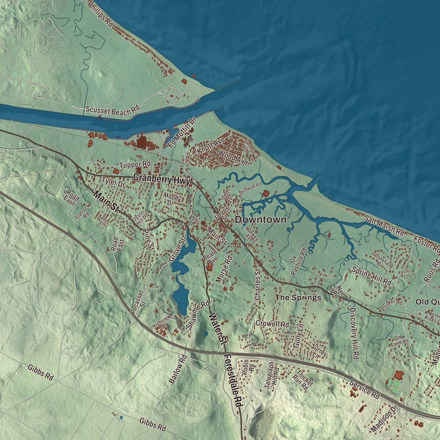 Street and neighborhood detail from the Sandwich, Massachusetts map