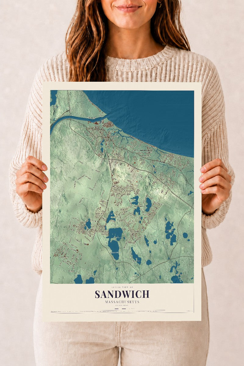 Sandwich, Massachusetts map print - 12 x 18 archival matte print