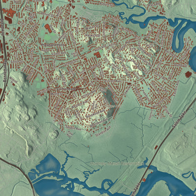 Terrain and local geography detail from the Saugus, Massachusetts map