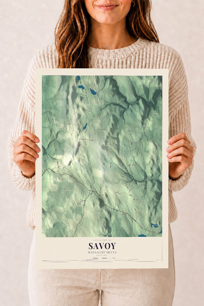Savoy, Massachusetts map print - 12 x 18 archival matte print