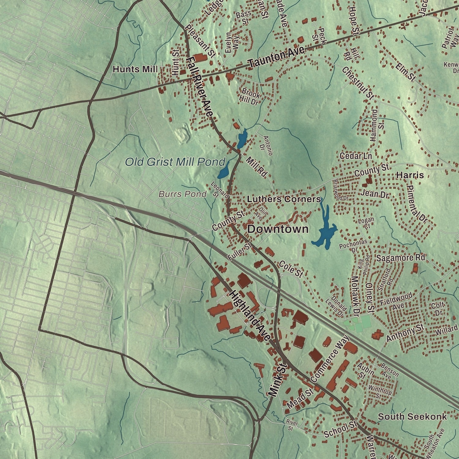 Street and neighborhood detail from the Seekonk, Massachusetts map