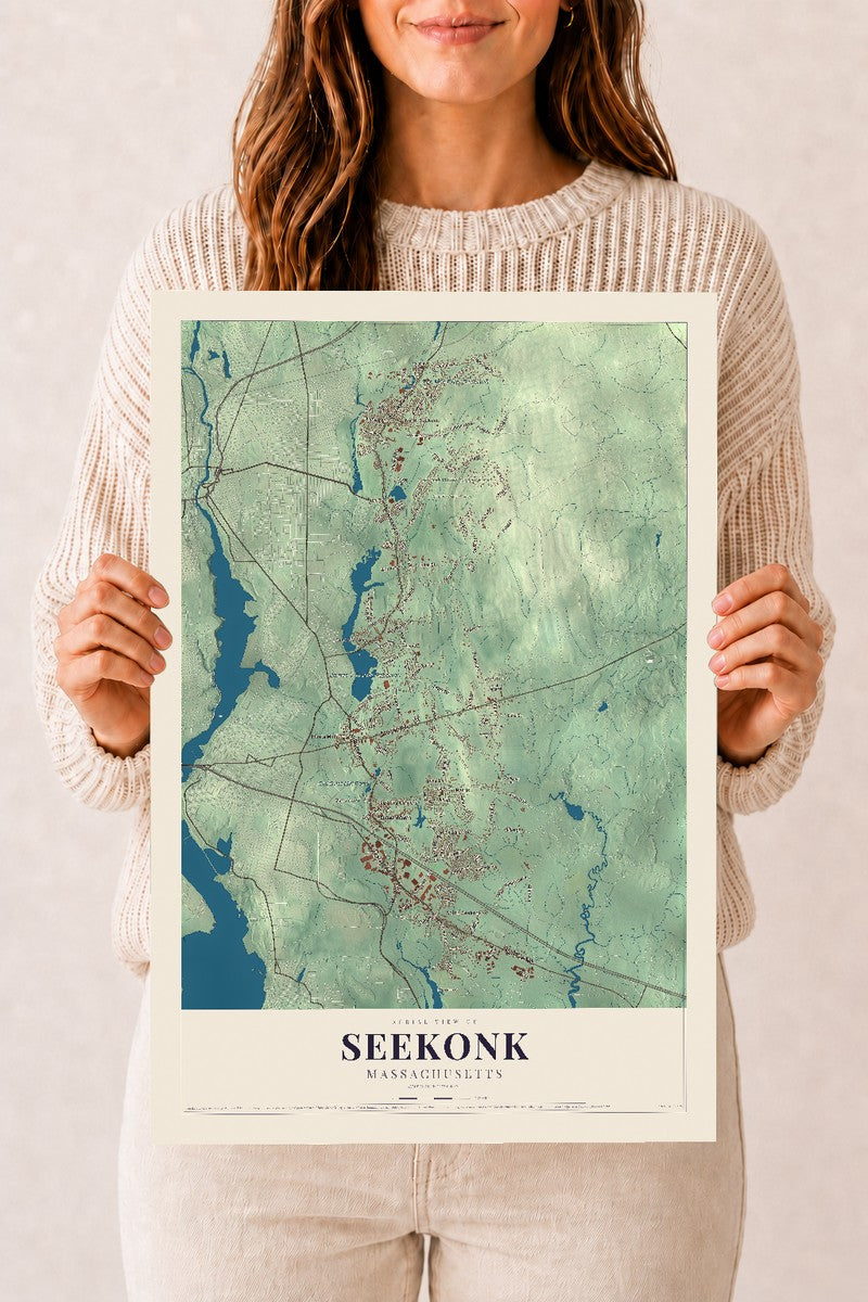 Seekonk, Massachusetts map print - 12 x 18 archival matte print