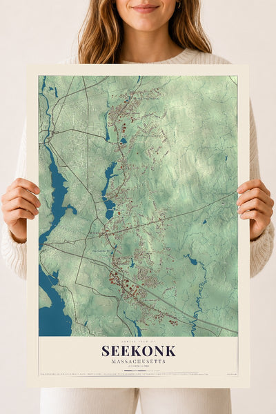 Seekonk, Massachusetts map print - 18 x 24 archival matte print