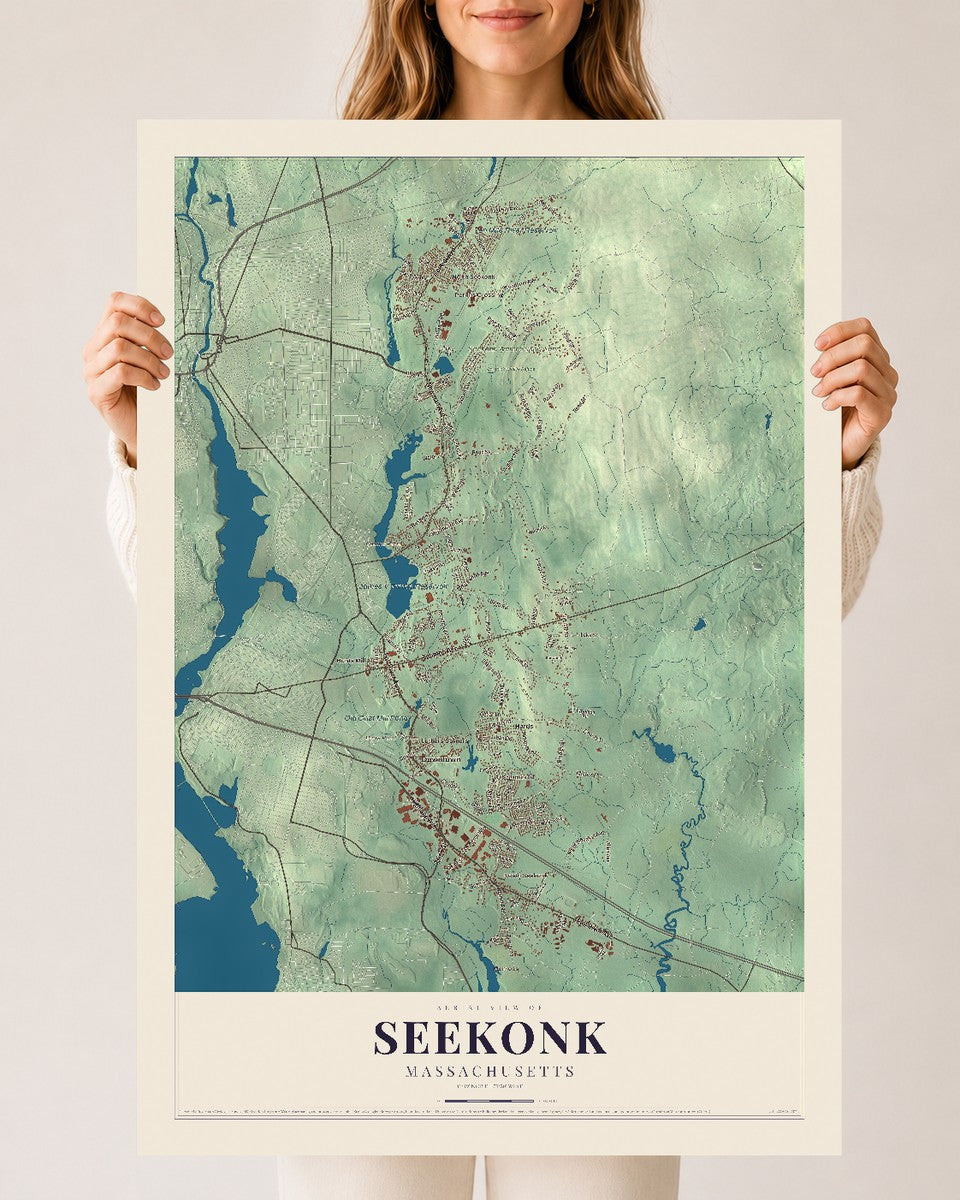 Seekonk, Massachusetts map print - 24 x 36 archival matte print