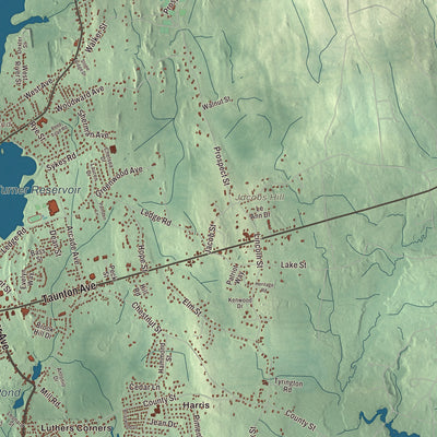 Terrain and local geography detail from the Seekonk, Massachusetts map