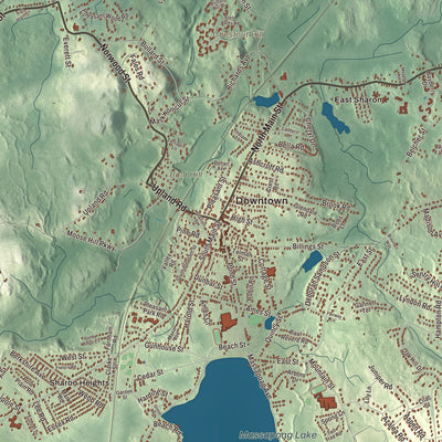 Street and neighborhood detail from the Sharon, Massachusetts map