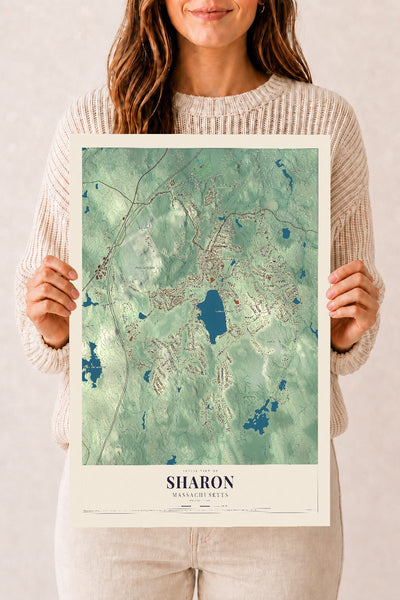 Sharon, Massachusetts map print - 12 x 18 archival matte print
