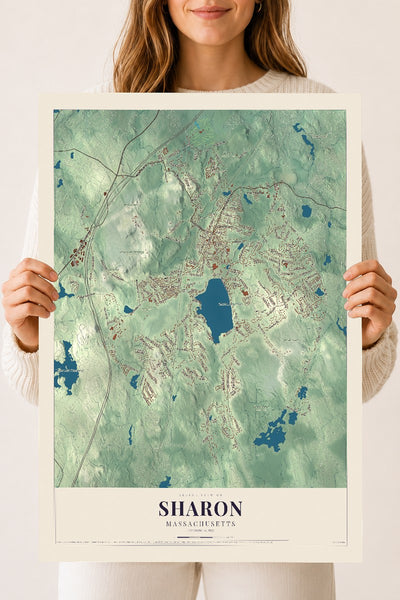 Sharon, Massachusetts map print - 18 x 24 archival matte print
