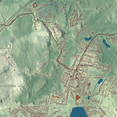 Terrain and local geography detail from the Sharon, Massachusetts map