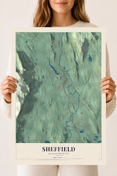 Sheffield, Massachusetts map print - 18 x 24 archival matte print