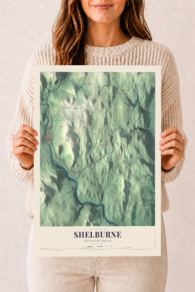 Shelburne, Massachusetts map print - 12 x 18 archival matte print