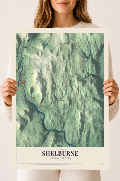 Shelburne, Massachusetts map print - 18 x 24 archival matte print