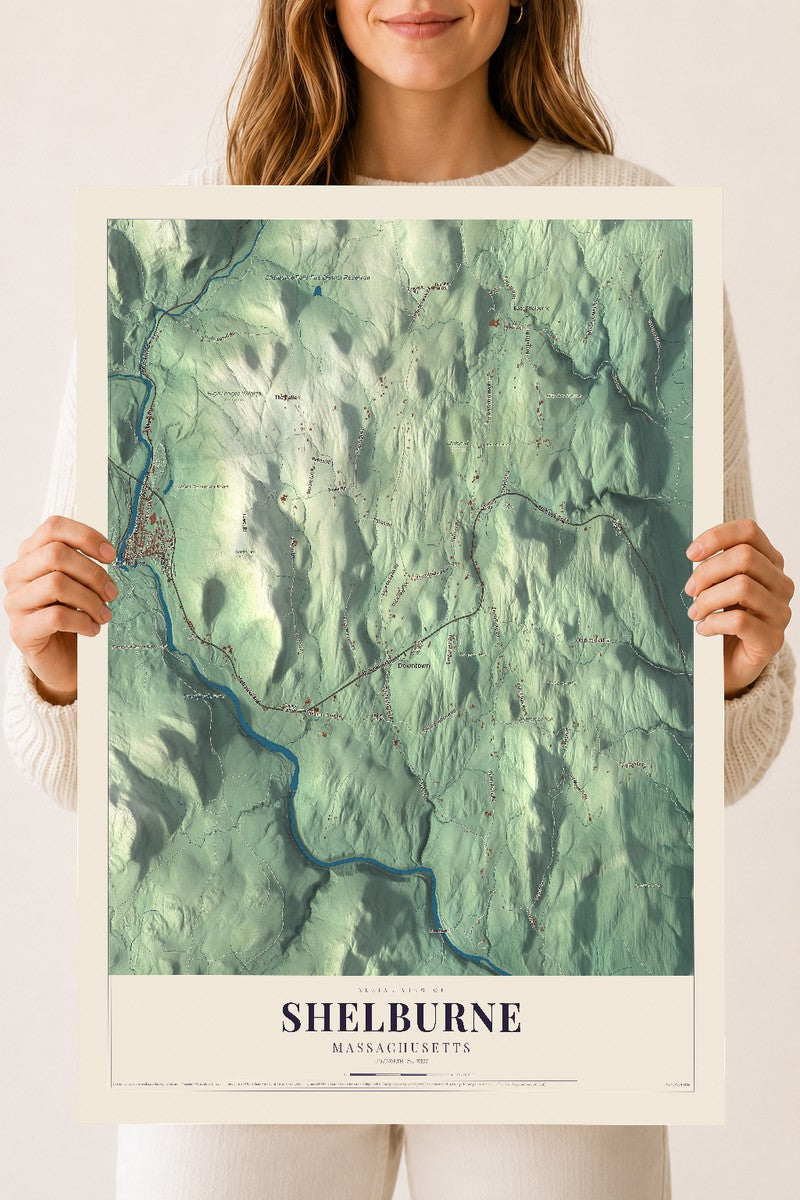 Shelburne, Massachusetts map print - 18 x 24 archival matte print