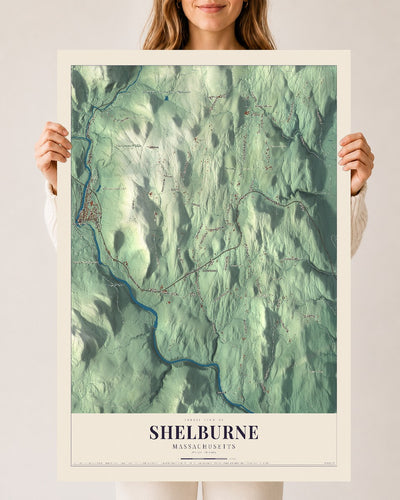 Shelburne, Massachusetts map print - 24 x 36 archival matte print