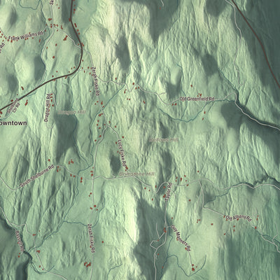 Terrain and local geography detail from the Shelburne, Massachusetts map