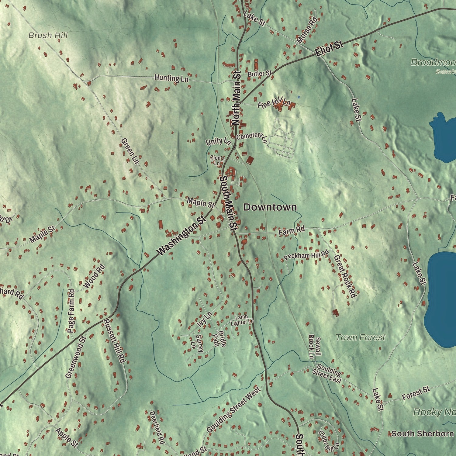 Street and neighborhood detail from the Sherborn, Massachusetts map