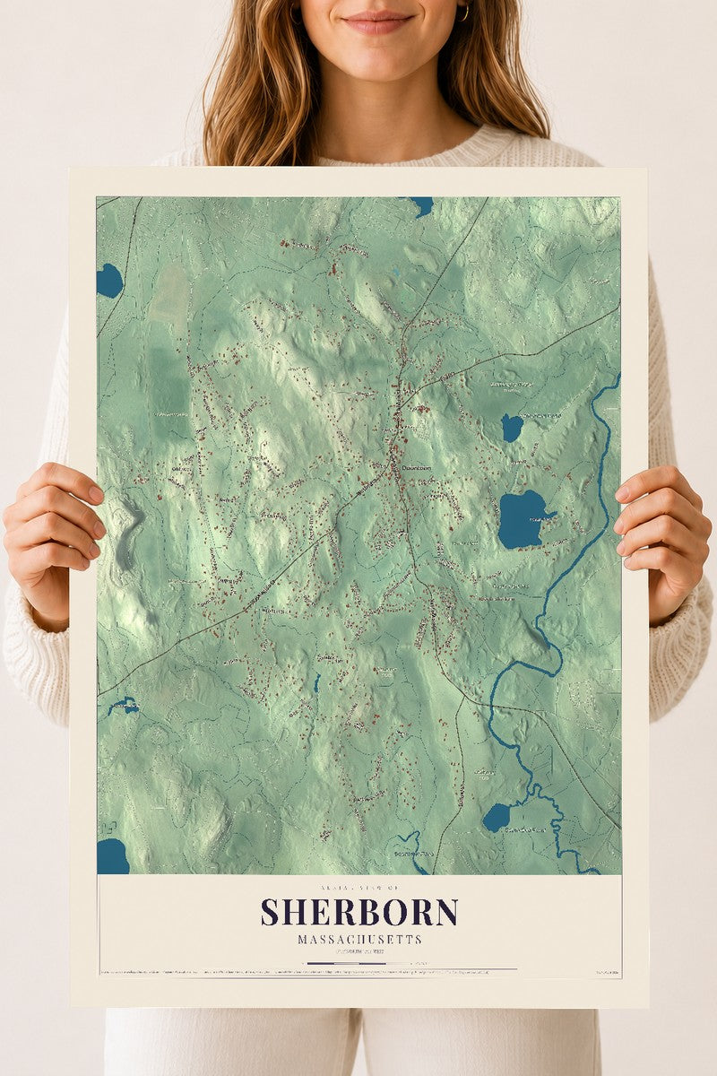 Sherborn, Massachusetts map print - 18 x 24 archival matte print