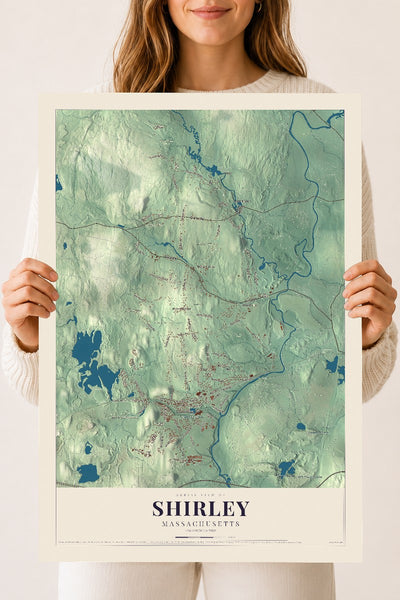 Shirley, Massachusetts map print - 18 x 24 archival matte print