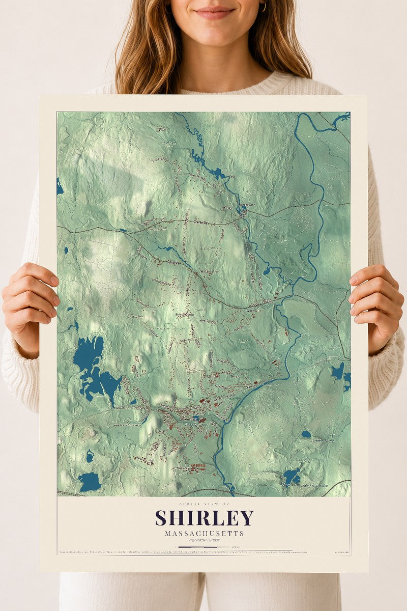 Shirley, Massachusetts map print - 18 x 24 archival matte print