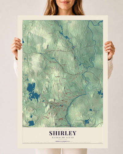 Shirley, Massachusetts map print - 24 x 36 archival matte print