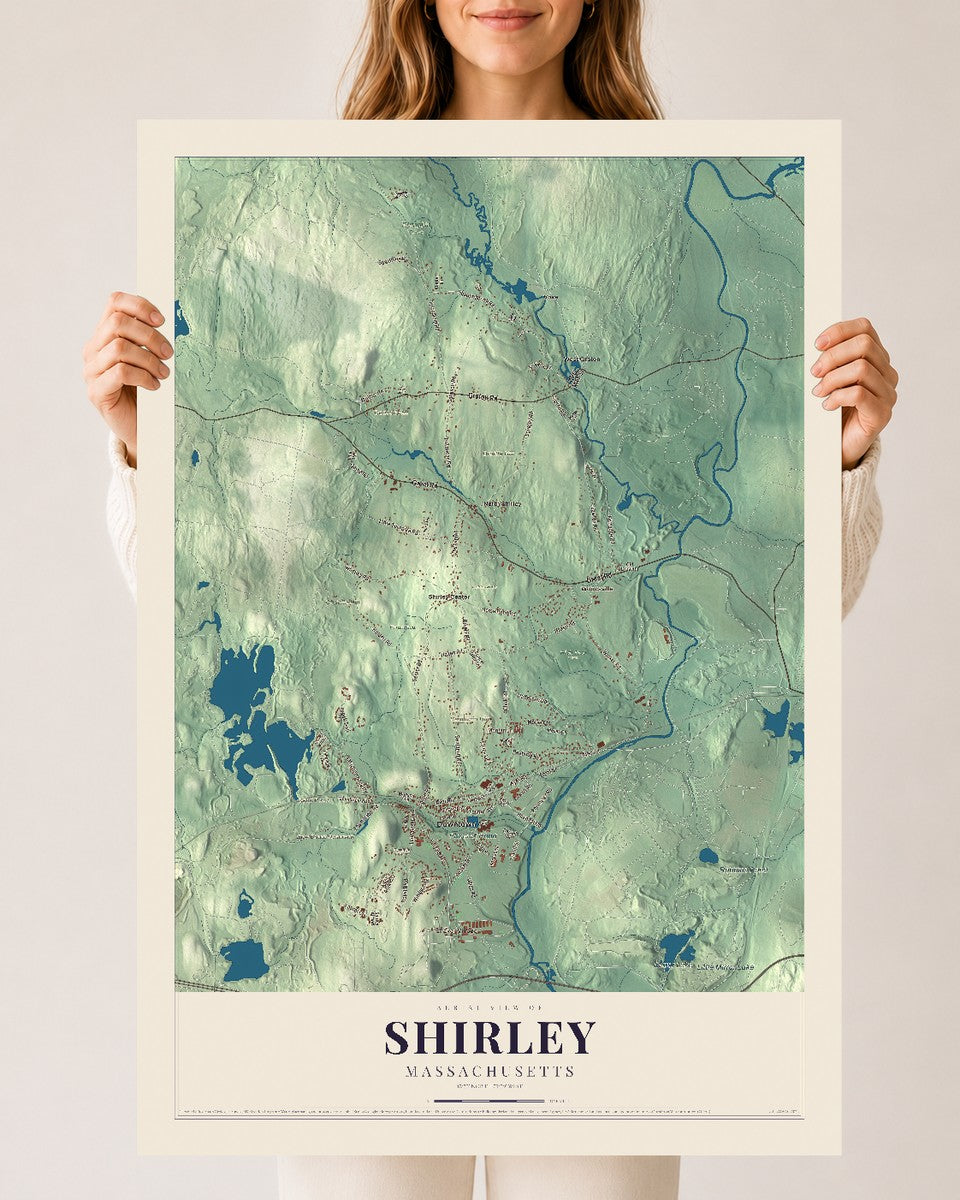 Shirley, Massachusetts map print - 24 x 36 archival matte print