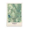 Map of Shirley, Massachusetts, 12 x 18 inch unframed archival matte print