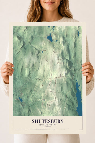 Shutesbury, Massachusetts map print - 18 x 24 archival matte print