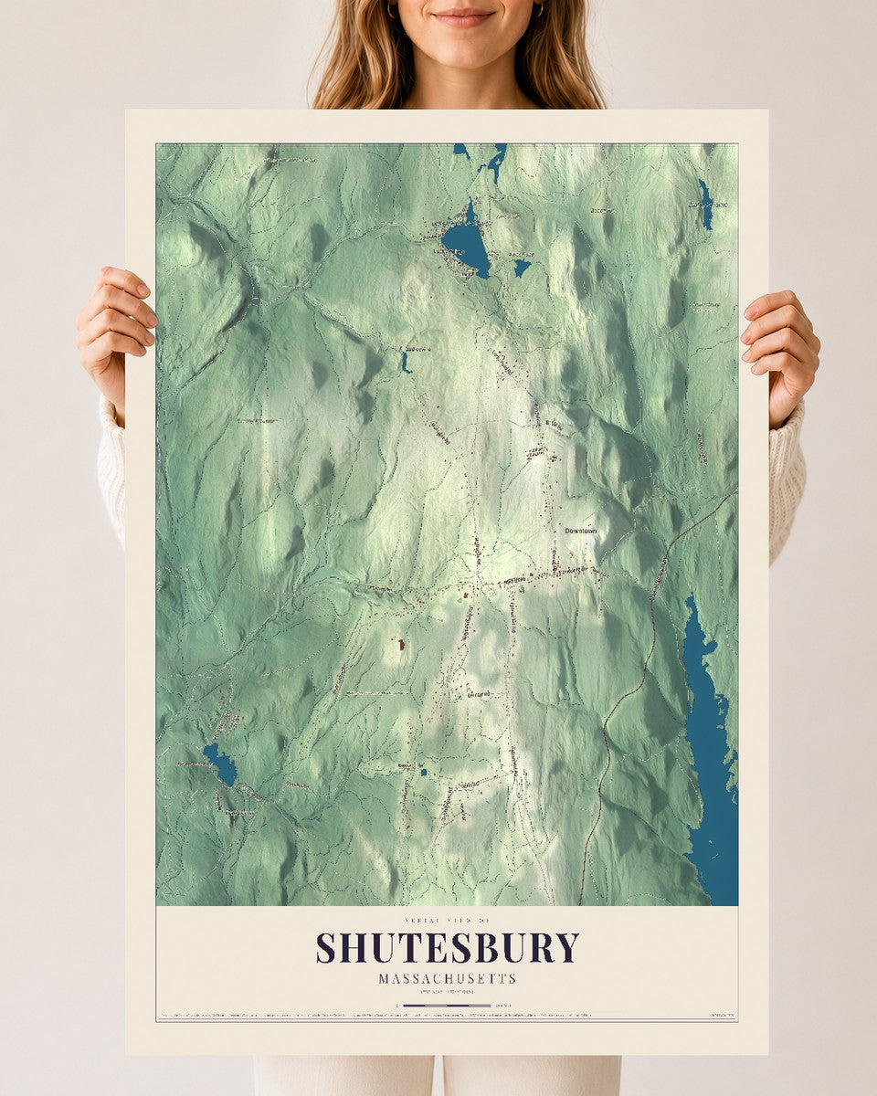 Shutesbury, Massachusetts map print - 24 x 36 archival matte print