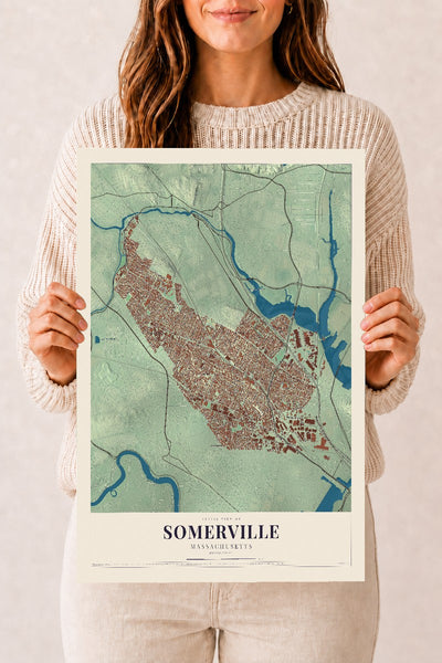 Somerville, Massachusetts map print - 12 x 18 archival matte print