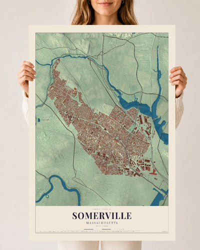 Somerville, Massachusetts map print - 24 x 36 archival matte print