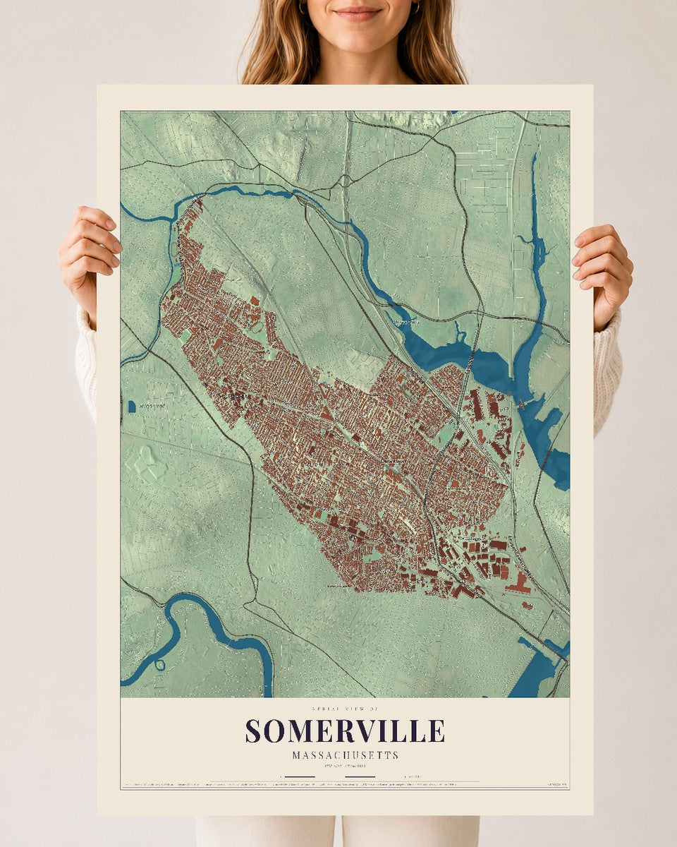 Somerville, Massachusetts map print - 24 x 36 archival matte print