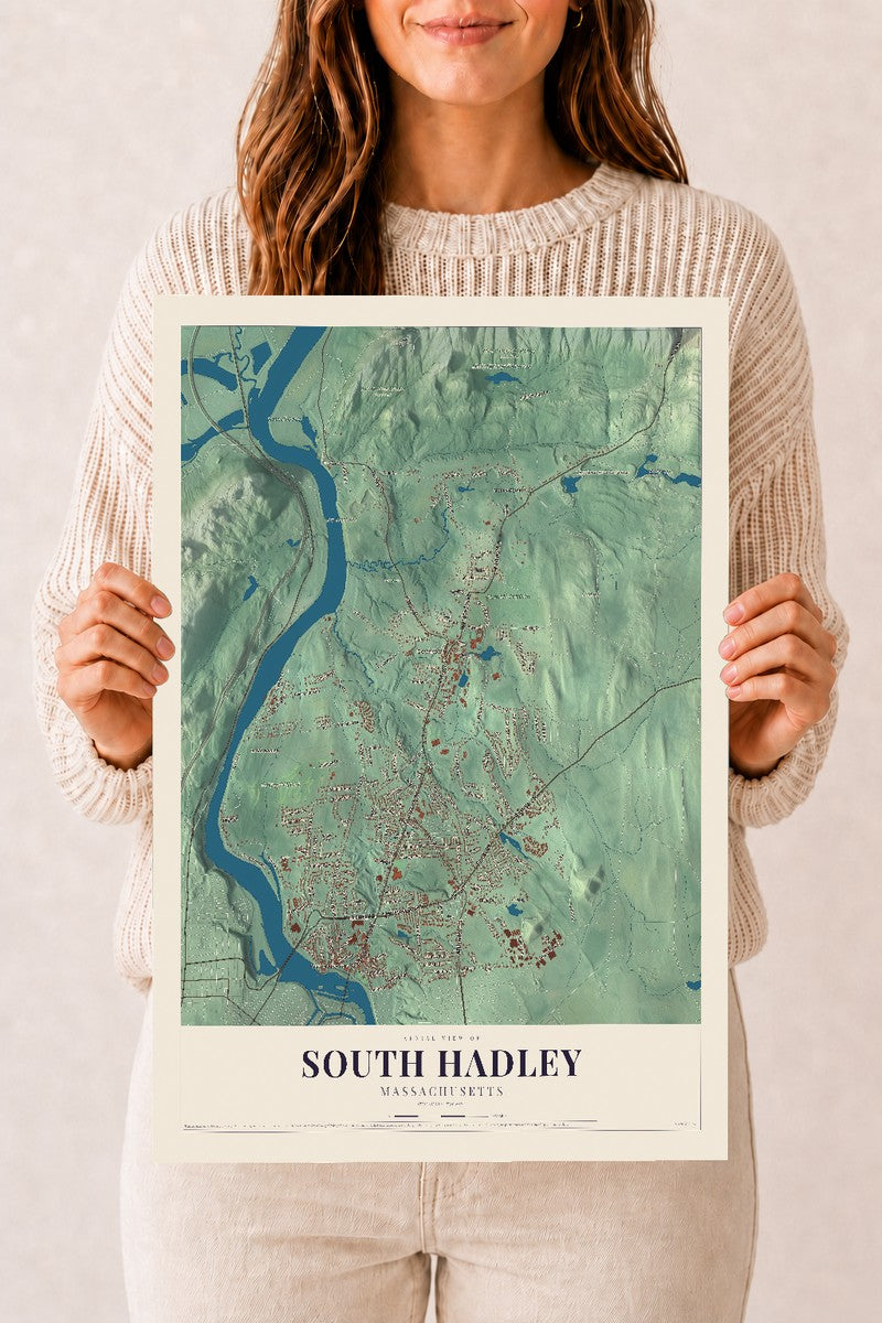 South Hadley, Massachusetts map print - 12 x 18 archival matte print