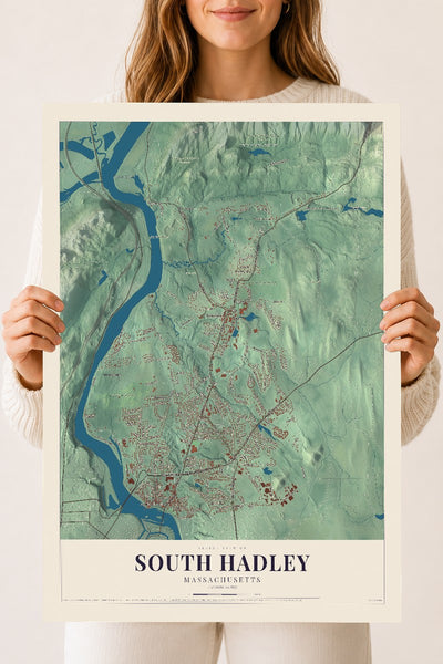 South Hadley, Massachusetts map print - 18 x 24 archival matte print