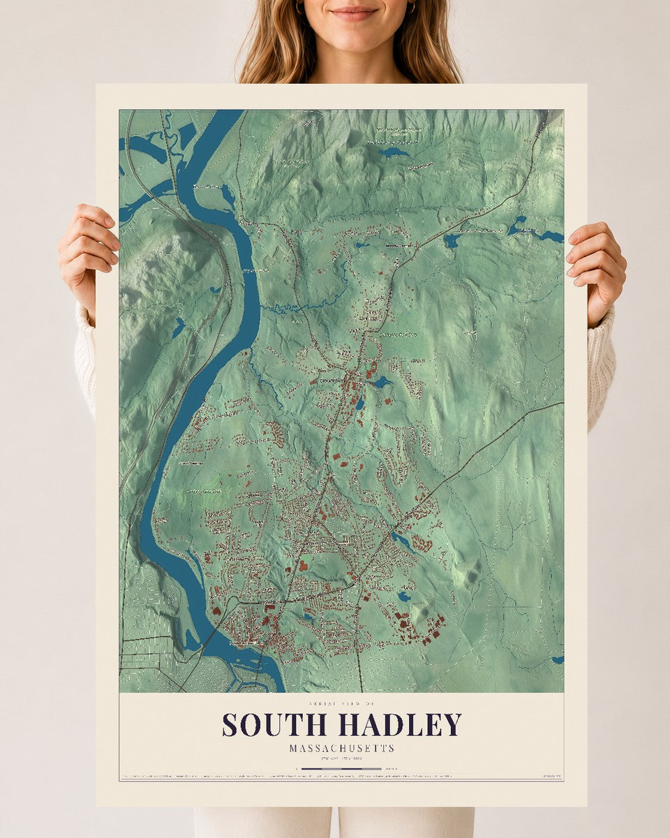 South Hadley, Massachusetts map print - 24 x 36 archival matte print