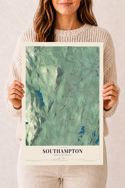 Southampton, Massachusetts map print - 12 x 18 archival matte print