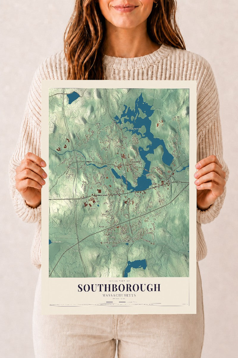 Southborough, Massachusetts map print - 12 x 18 archival matte print