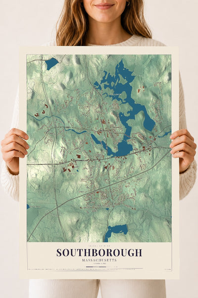 Southborough, Massachusetts map print - 18 x 24 archival matte print