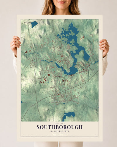 Southborough, Massachusetts map print - 24 x 36 archival matte print