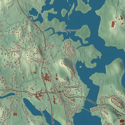 Terrain and local geography detail from the Southborough, Massachusetts map