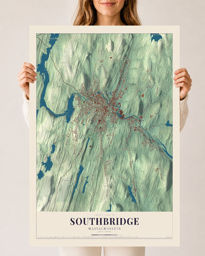 Southbridge, Massachusetts map print - 24 x 36 archival matte print