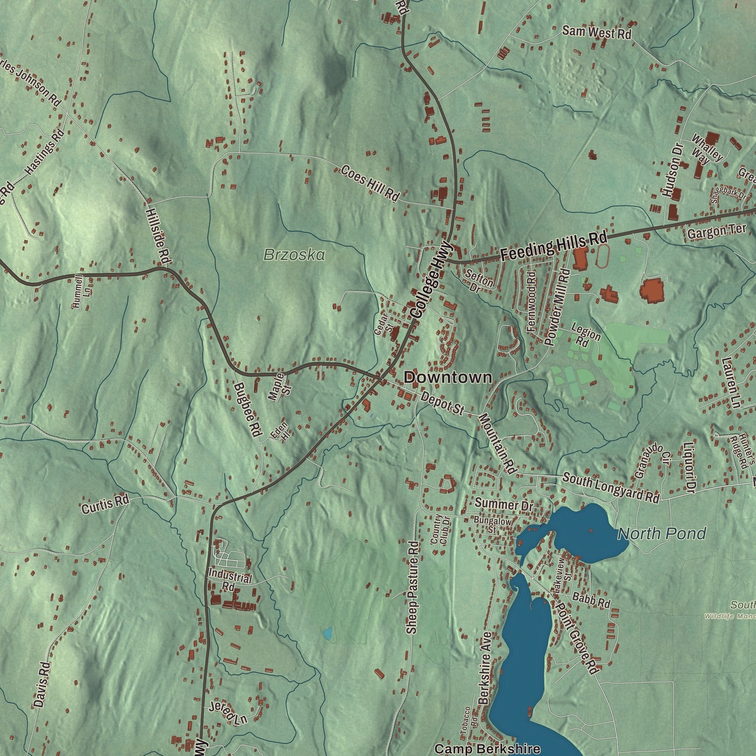 Street and neighborhood detail from the Southwick, Massachusetts map