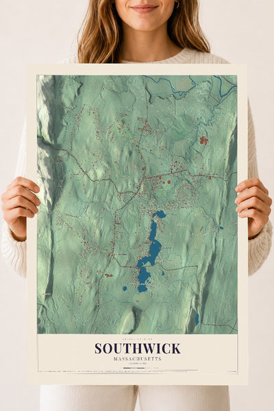 Southwick, Massachusetts map print - 18 x 24 archival matte print