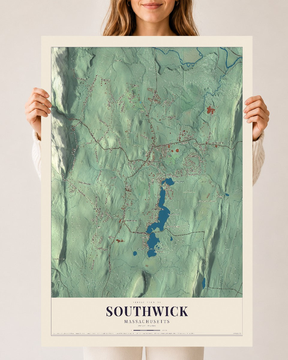 Southwick, Massachusetts map print - 24 x 36 archival matte print
